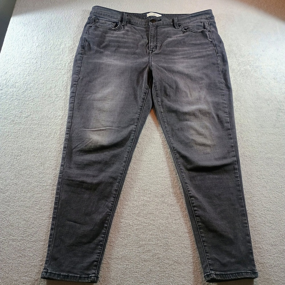 Lane Bryant Women Skinny‎ Jeans Faded Black 18 Distressed Pockets